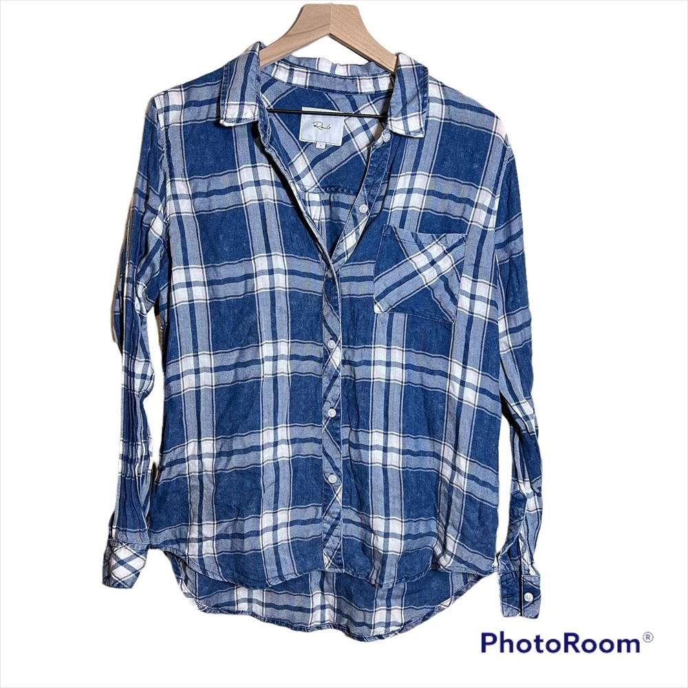Rails Blue and White Plaid Button Down Shirt